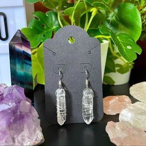 Handmade Wire Wrapped Clear Quartz Earrings